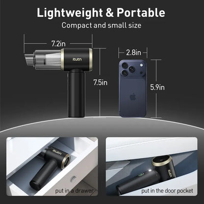 Itutn car vacuum/blower Y8-plus, 5-in-1 Mini Vacuum Cleaner Cordless & Air Duster ,18000Pa Powerful Suction, Handheld Portable Vacuum For Car, Home, PC, Keyboard, Desk, Pet Hair Cleaning Car Detailing Accessories Car Detailing Tools Car Vacuum Kit Car Cle
