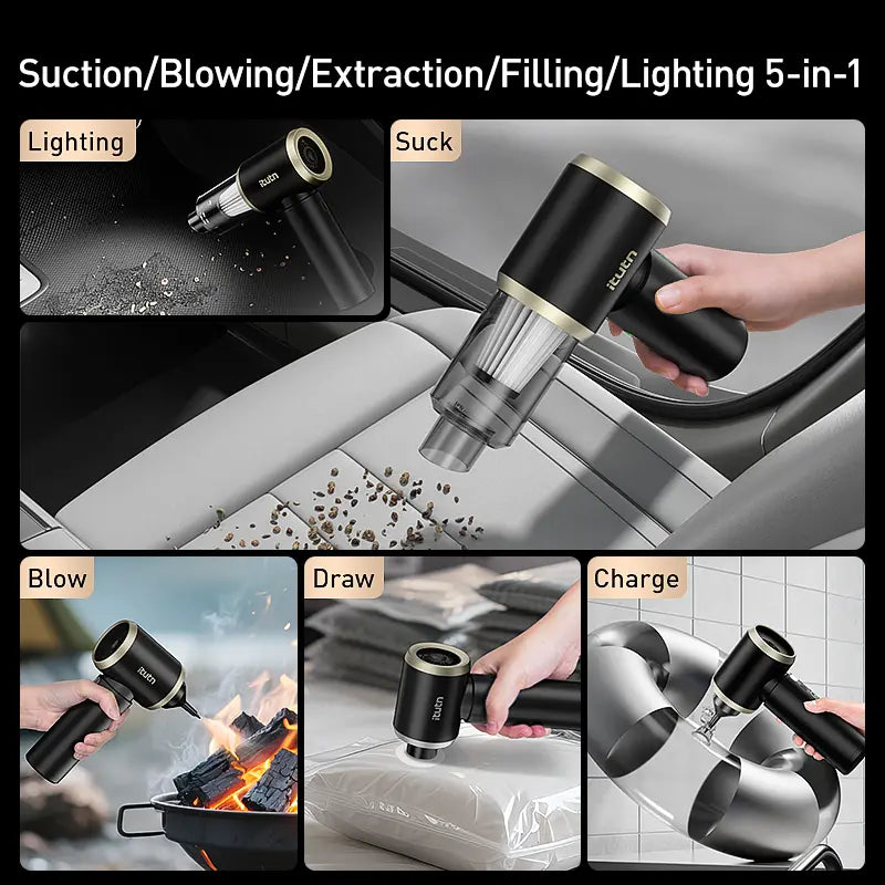 Itutn car vacuum/blower Y8-plus, 5-in-1 Mini Vacuum Cleaner Cordless & Air Duster ,18000Pa Powerful Suction, Handheld Portable Vacuum For Car, Home, PC, Keyboard, Desk, Pet Hair Cleaning Car Detailing Accessories Car Detailing Tools Car Vacuum Kit Car Cle