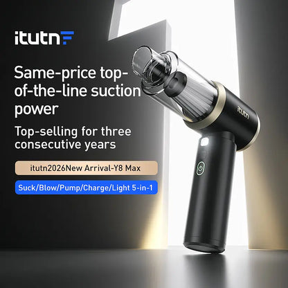 Itutn car vacuum/blower Y8-plus, 5-in-1 Mini Vacuum Cleaner Cordless & Air Duster ,18000Pa Powerful Suction, Handheld Portable Vacuum For Car, Home, PC, Keyboard, Desk, Pet Hair Cleaning Car Detailing Accessories Car Detailing Tools Car Vacuum Kit Car Cle