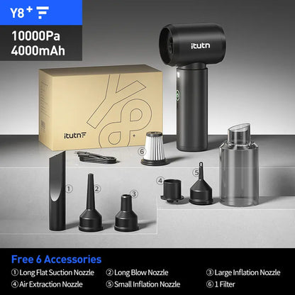 Itutn car vacuum/blower Y8-plus, 5-in-1 Mini Vacuum Cleaner Cordless & Air Duster ,18000Pa Powerful Suction, Handheld Portable Vacuum For Car, Home, PC, Keyboard, Desk, Pet Hair Cleaning Car Detailing Accessories Car Detailing Tools Car Vacuum Kit Car Cle